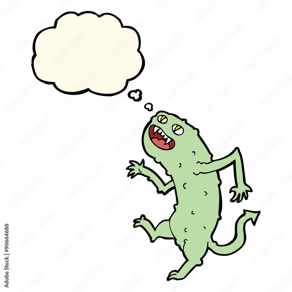 cartoon monster with thought bubble cartoon monster with thought bubble