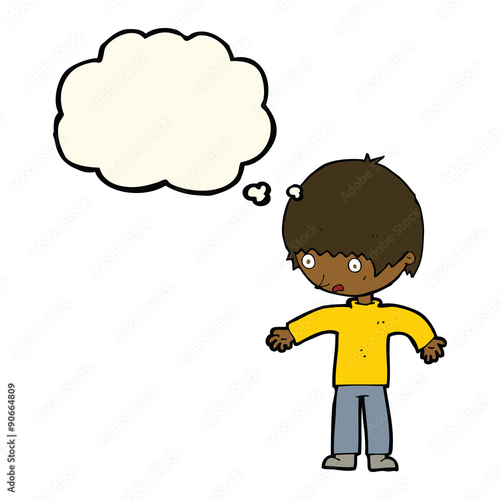 cartoon confused boy with thought bubble cartoon confused boy with thought bubble
