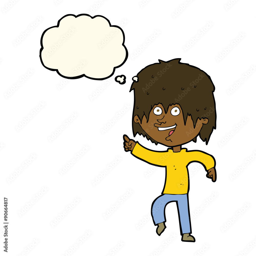 cartoon happy boy with thought bubble cartoon happy boy with thought bubble