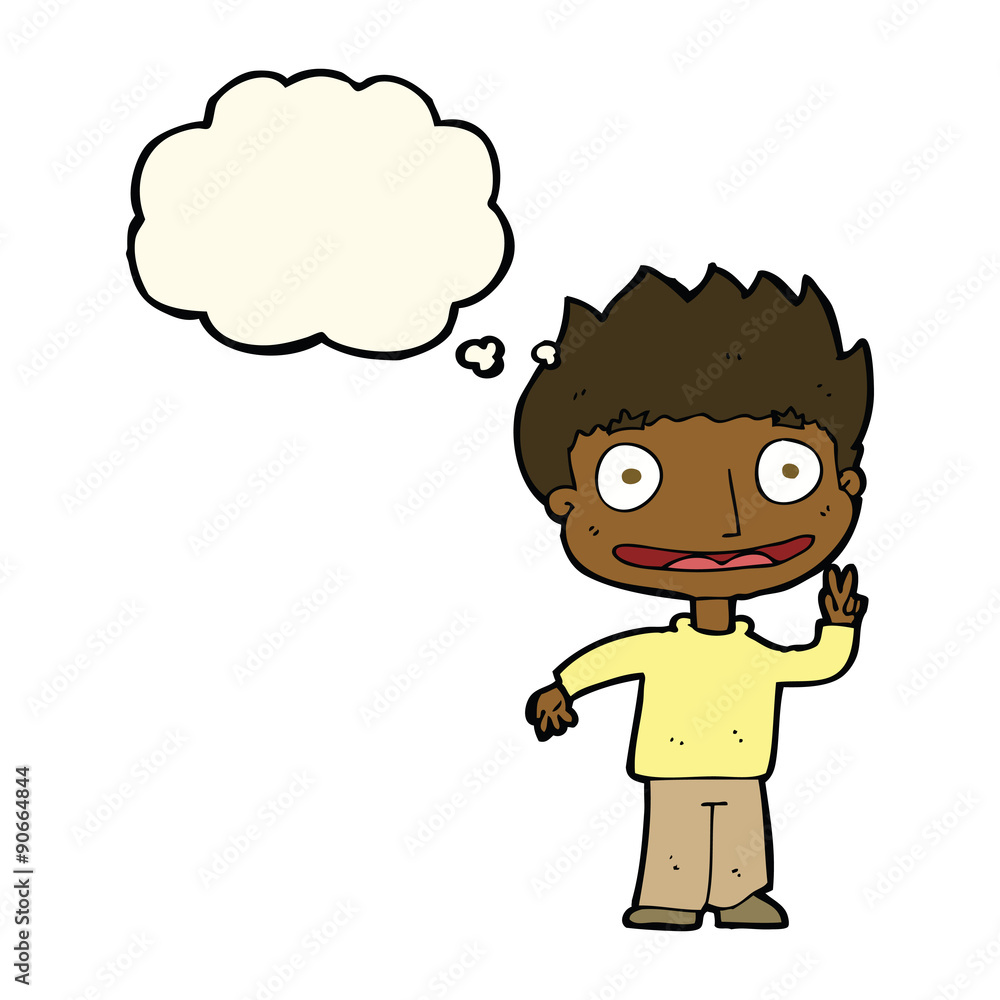 cartoon happy boy with thought bubble cartoon happy boy with thought bubble