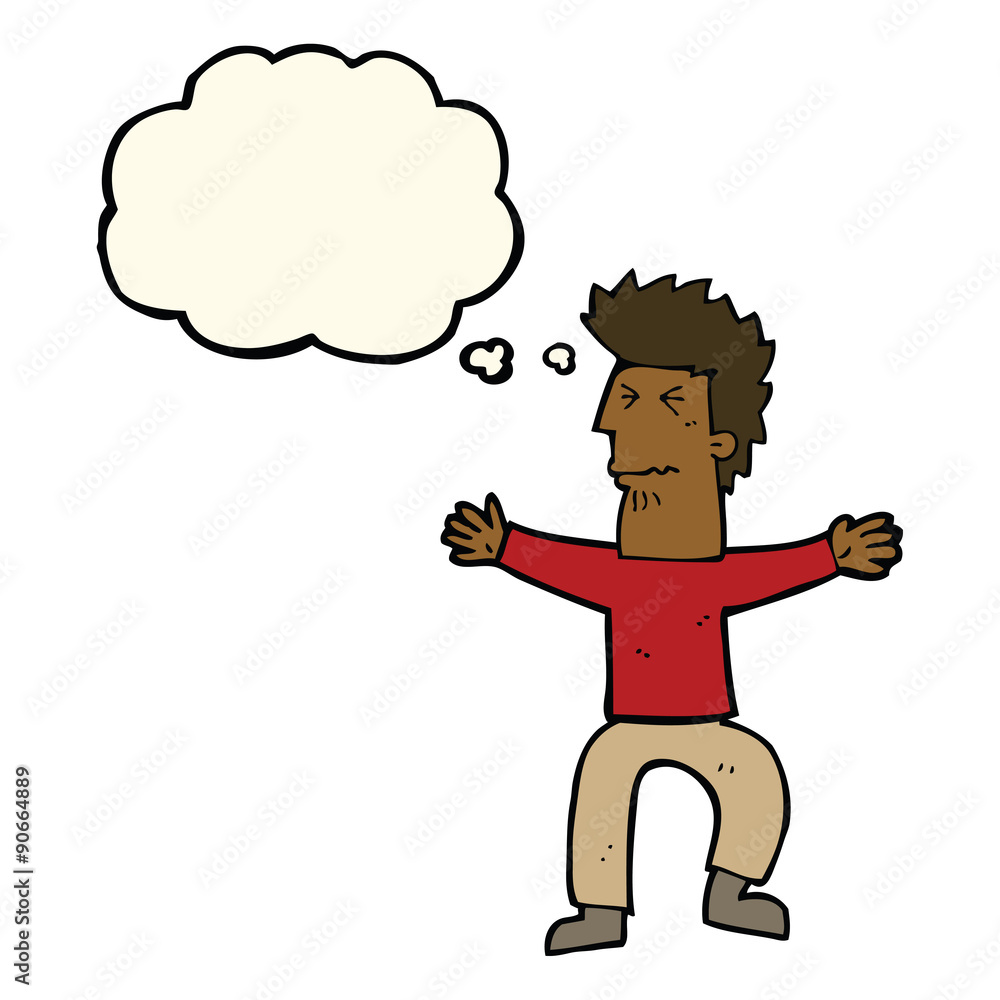 cartoon stressed out man with thought bubble cartoon stressed out man with thought bubble
