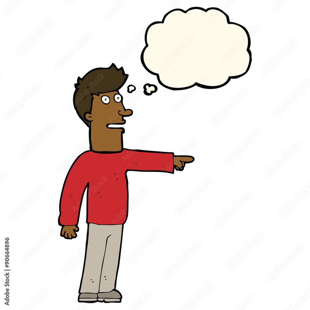 cartoon man pointing with thought bubble cartoon man pointing with thought bubble