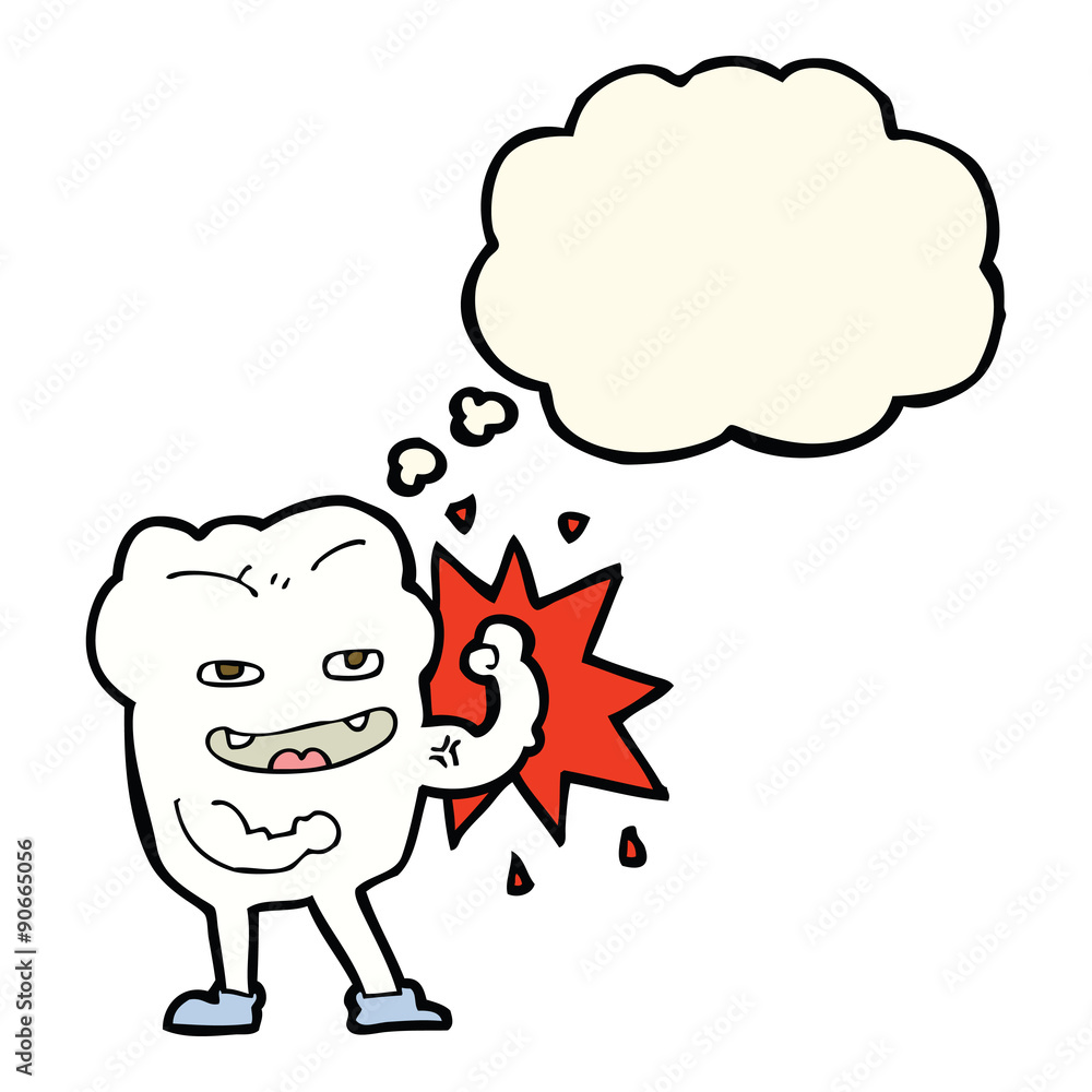 cartoon strong healthy tooth with thought bubble cartoon strong healthy tooth with thought bubble