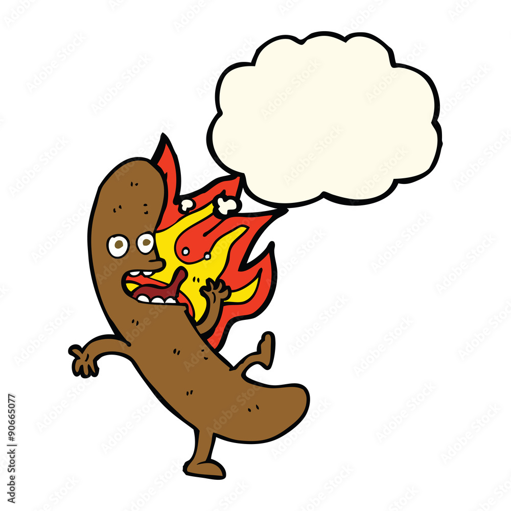 crazy cartoon sausage with thought bubble crazy cartoon sausage with thought bubble