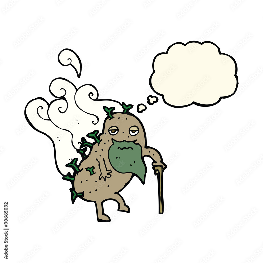 cartoon old potato with thought bubble cartoon old potato with thought bubble