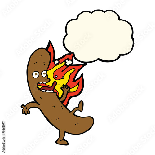 crazy cartoon sausage with thought bubble