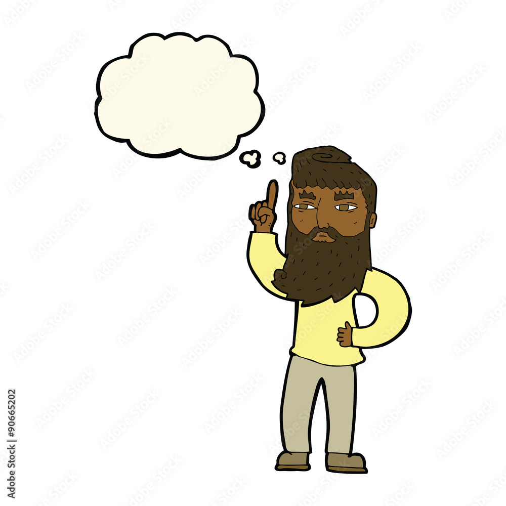 cartoon man with idea with thought bubble