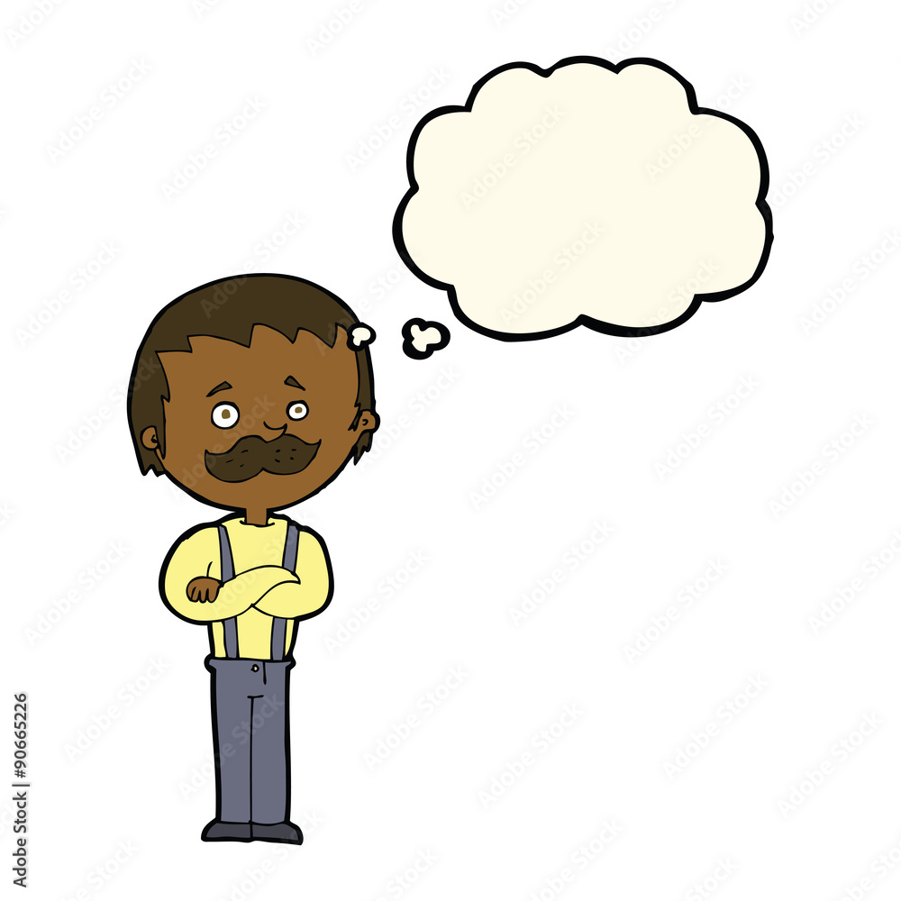 cartoon man with mustache with thought bubble cartoon man with mustache with thought bubble