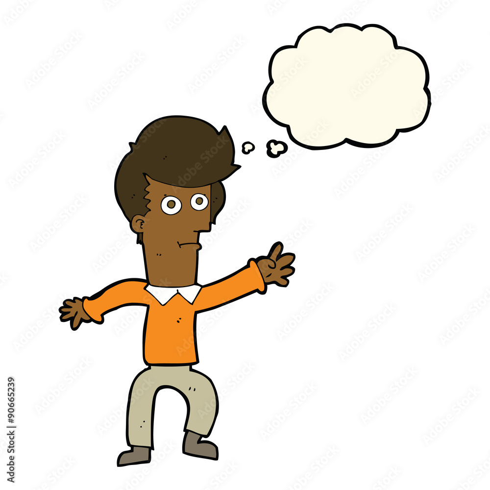 cartoon man waving with thought bubble cartoon man waving with thought bubble