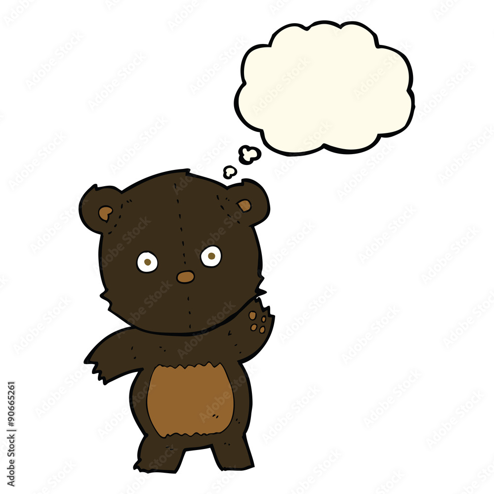 cute cartoon black bear with thought bubble cute cartoon black bear with thought bubble