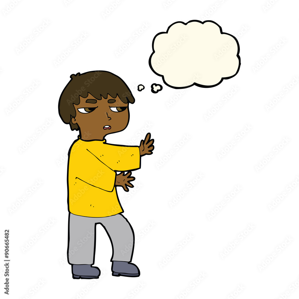 Fototapeta premium cartoon man gesturing with thought bubble