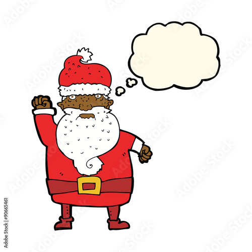 cartoon angry santa claus with thought bubble