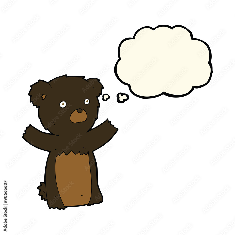cartoon black bear cub with thought bubble cartoon black bear cub with thought bubble