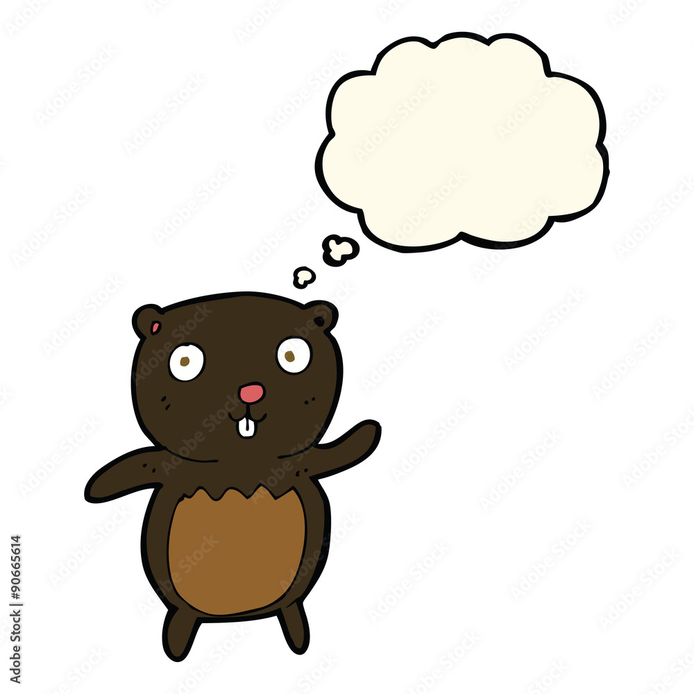 cartoon black bear cub with thought bubble cartoon black bear cub with thought bubble