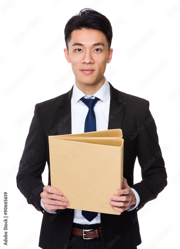 Asian businessman hold with folder Asian businessman hold with folder