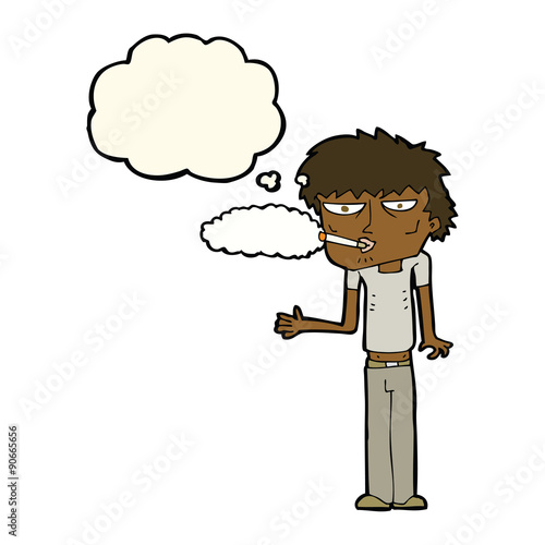 cartoon smoker with thought bubble