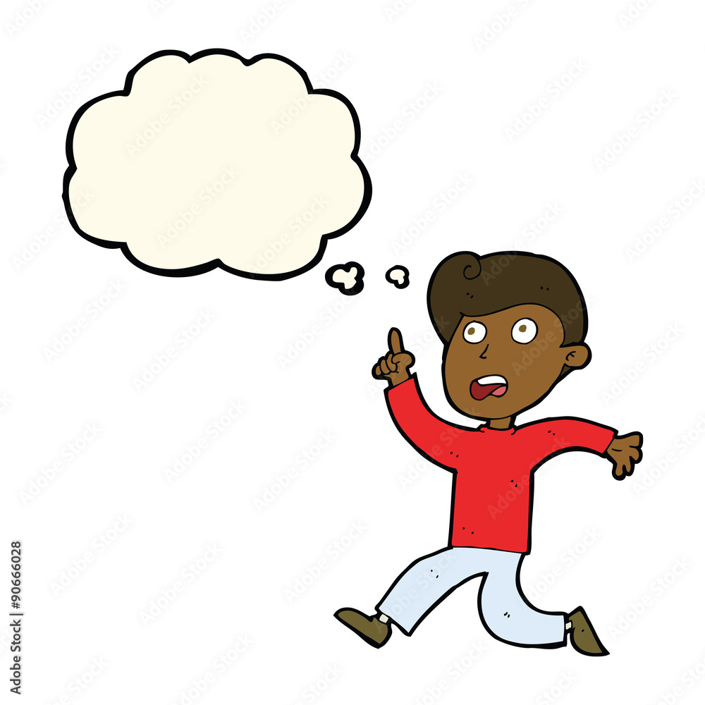 cartoon boy panicking with thought bubble cartoon boy panicking with thought bubble