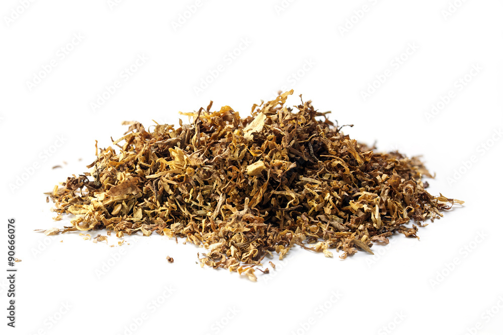 small heap of loose tobacco, isolated on a white background small heap of loose tobacco, isolated on a white background