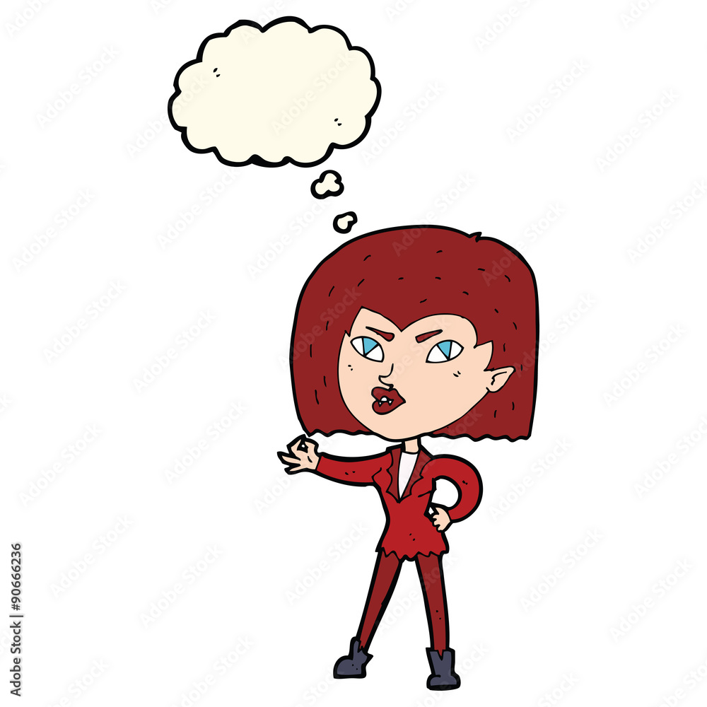 cartoon vampire girl with thought bubble cartoon vampire girl with thought bubble