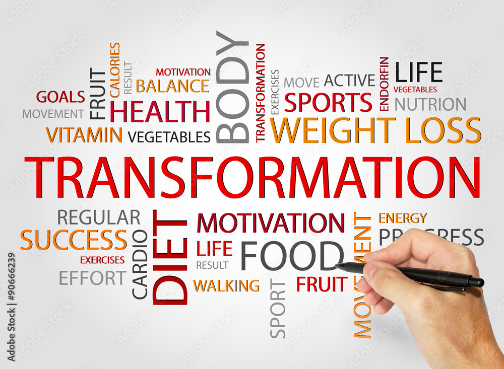 Transformation words concept, Health,Sport, Medical and Fitness concept Transformation words concept, Health,Sport, Medical and Fitness concept