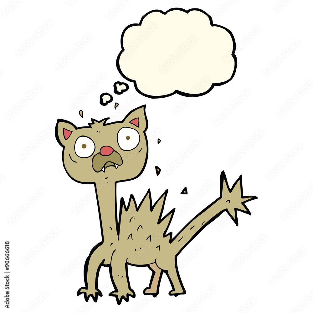 cartoon scared cat with thought bubble cartoon scared cat with thought bubble