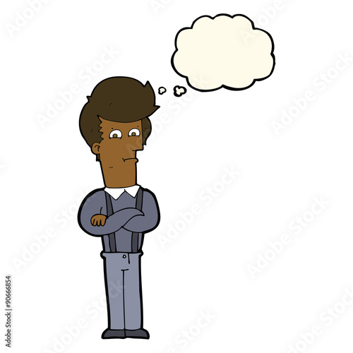 cartoon annoyed man with thought bubble