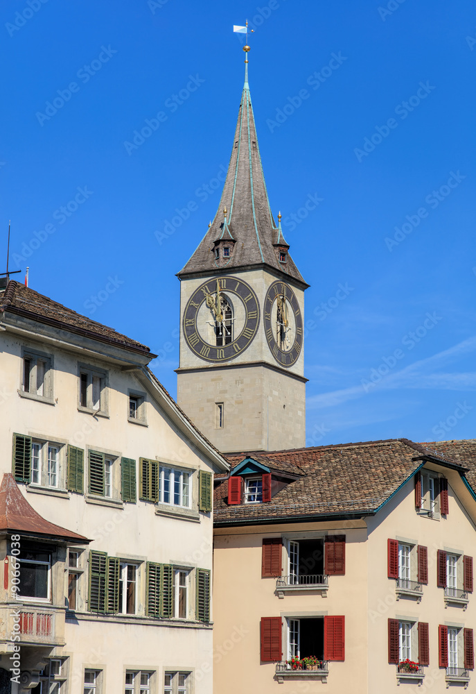 Tower of the St. Peter Church in Zurich Tower of the St. Peter Church in Zurich