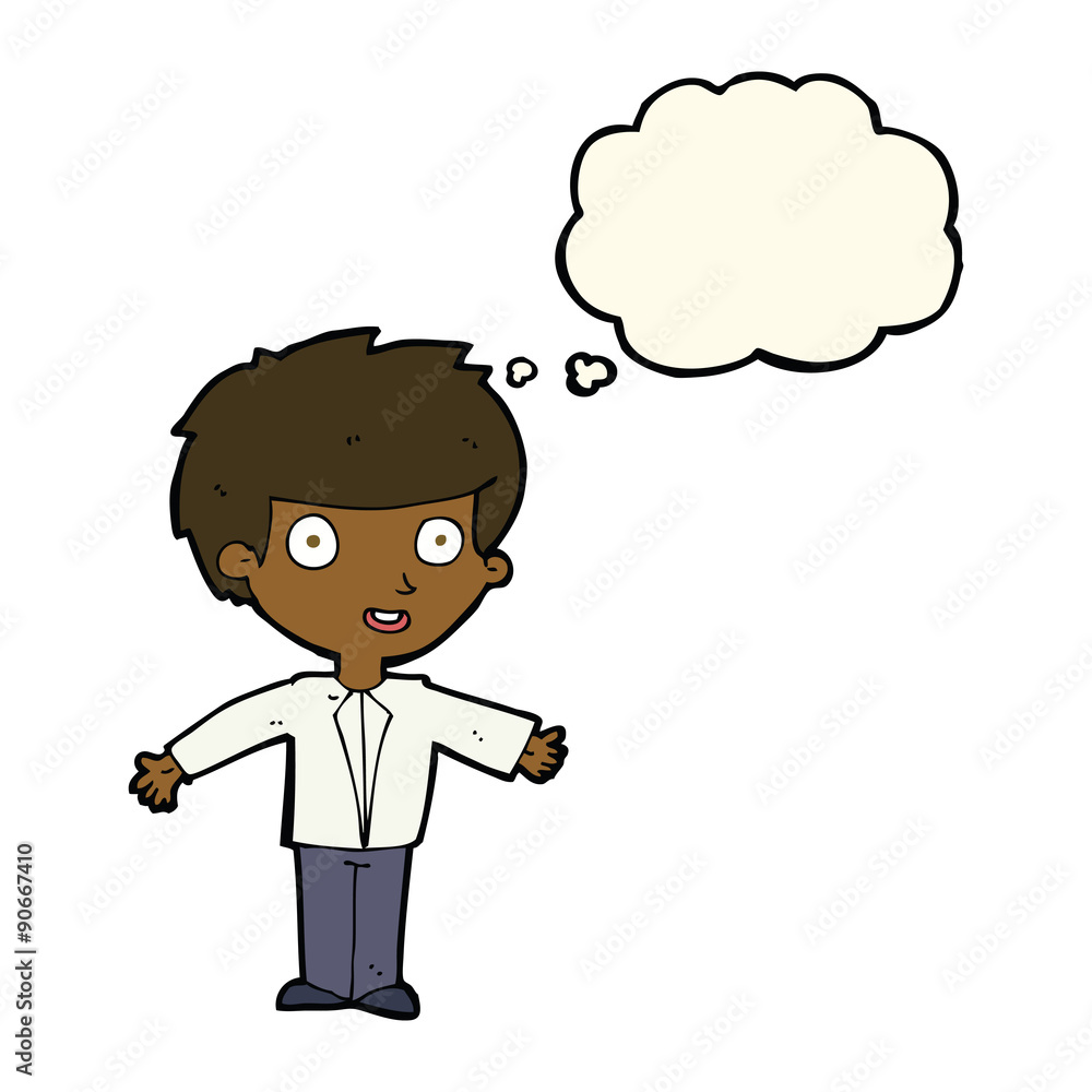 cartoon happy boy with thought bubble cartoon happy boy with thought bubble