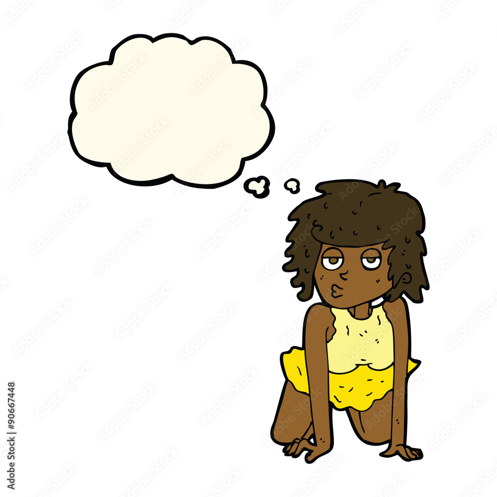 cartoon woman doing pin-up pose with thought bubble cartoon woman doing pin-up pose with thought bubble