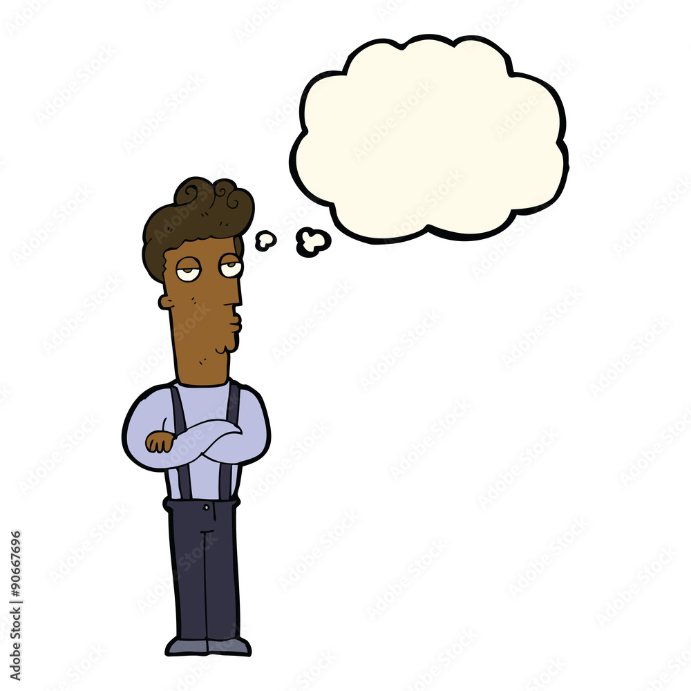 cartoon unimpressed man with thought bubble cartoon unimpressed man with thought bubble