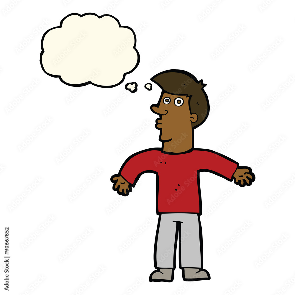 cartoon man shrugging shoulders with thought bubble cartoon man shrugging shoulders with thought bubble