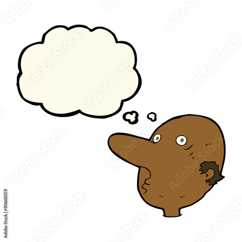 cartoon balding man with thought bubble