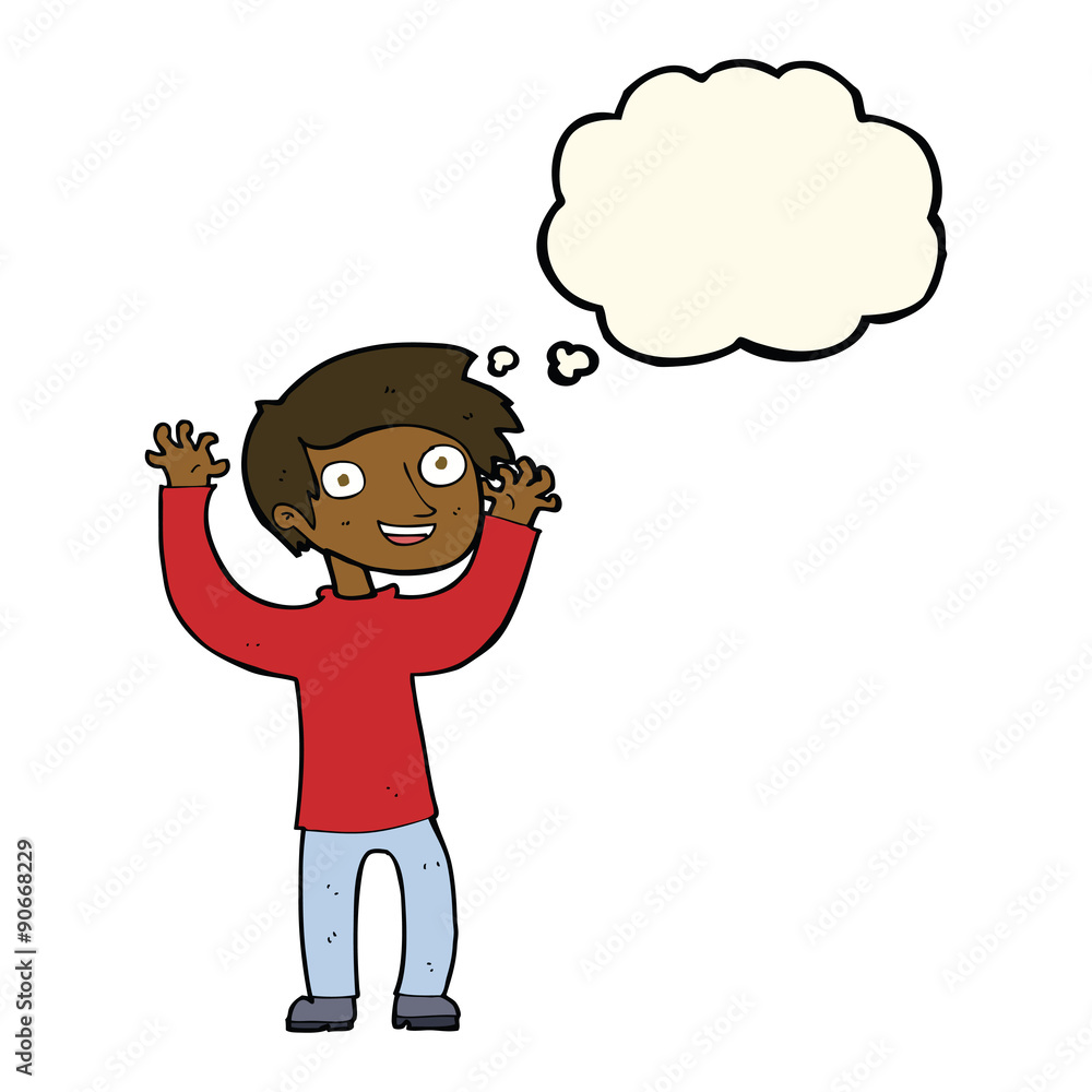 cartoon happy man with thought bubble cartoon happy man with thought bubble