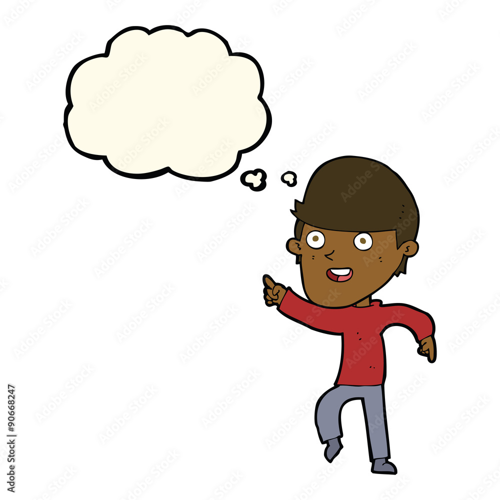 cartoon happy man with thought bubble cartoon happy man with thought bubble