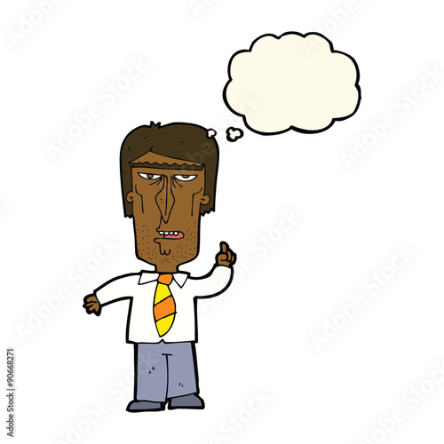 cartoon grumpy boss with thought bubble