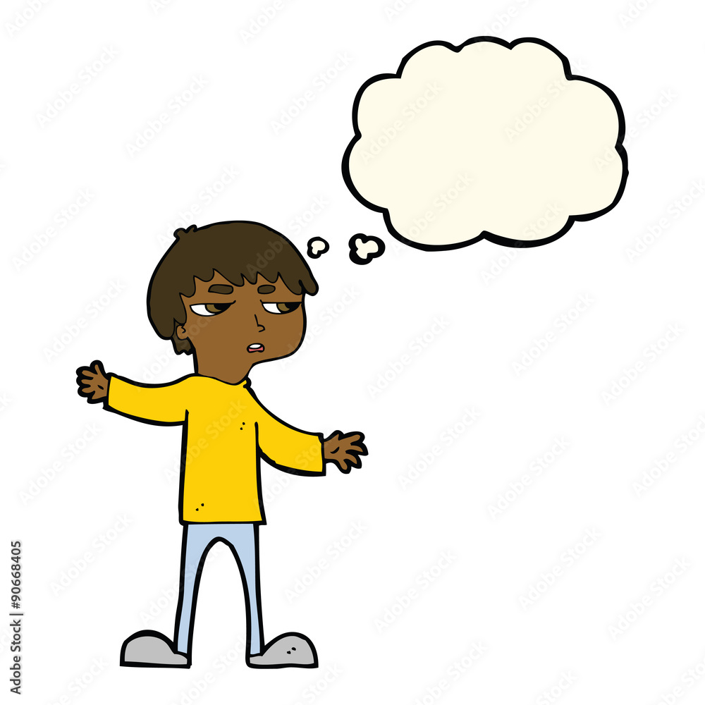 cartoon annoyed boy with thought bubble cartoon annoyed boy with thought bubble