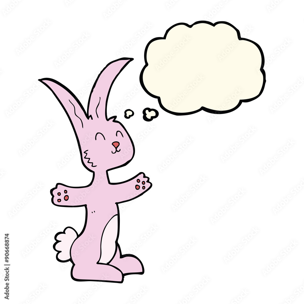 cartoon rabbit with thought bubble cartoon rabbit with thought bubble