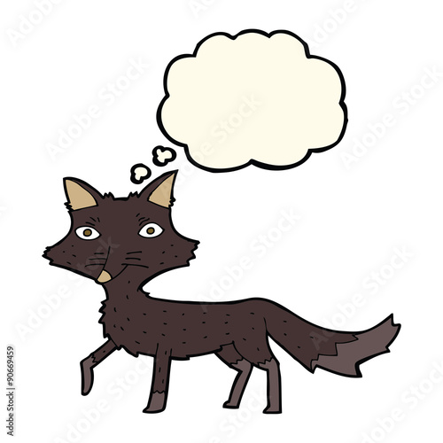 cartoon little wolf with thought bubble