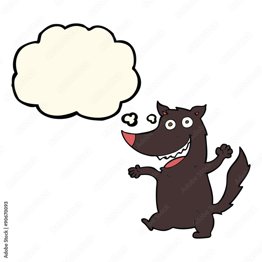 cartoon happy wolf with thought bubble cartoon happy wolf with thought bubble