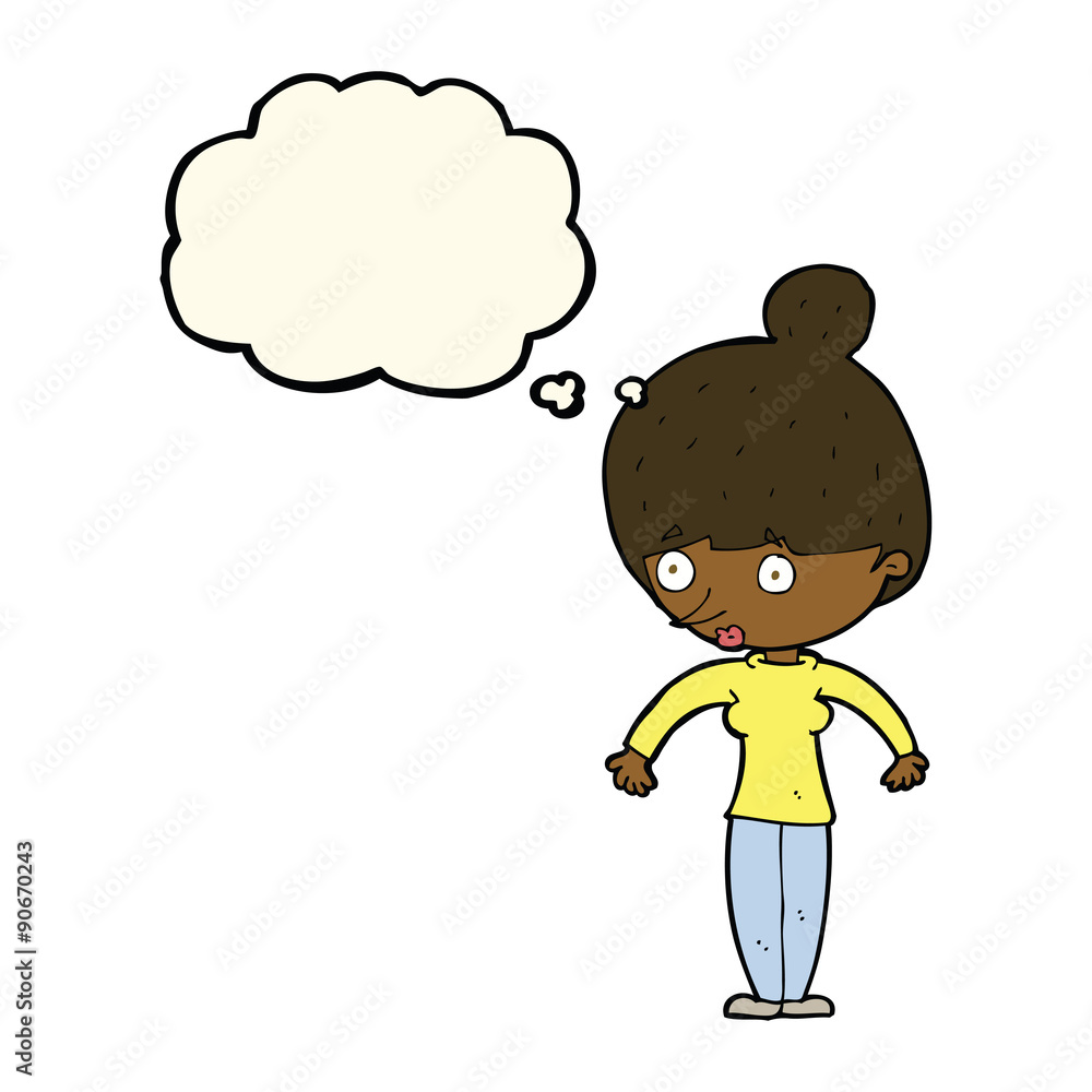 cartoon woman staring with thought bubble cartoon woman staring with thought bubble