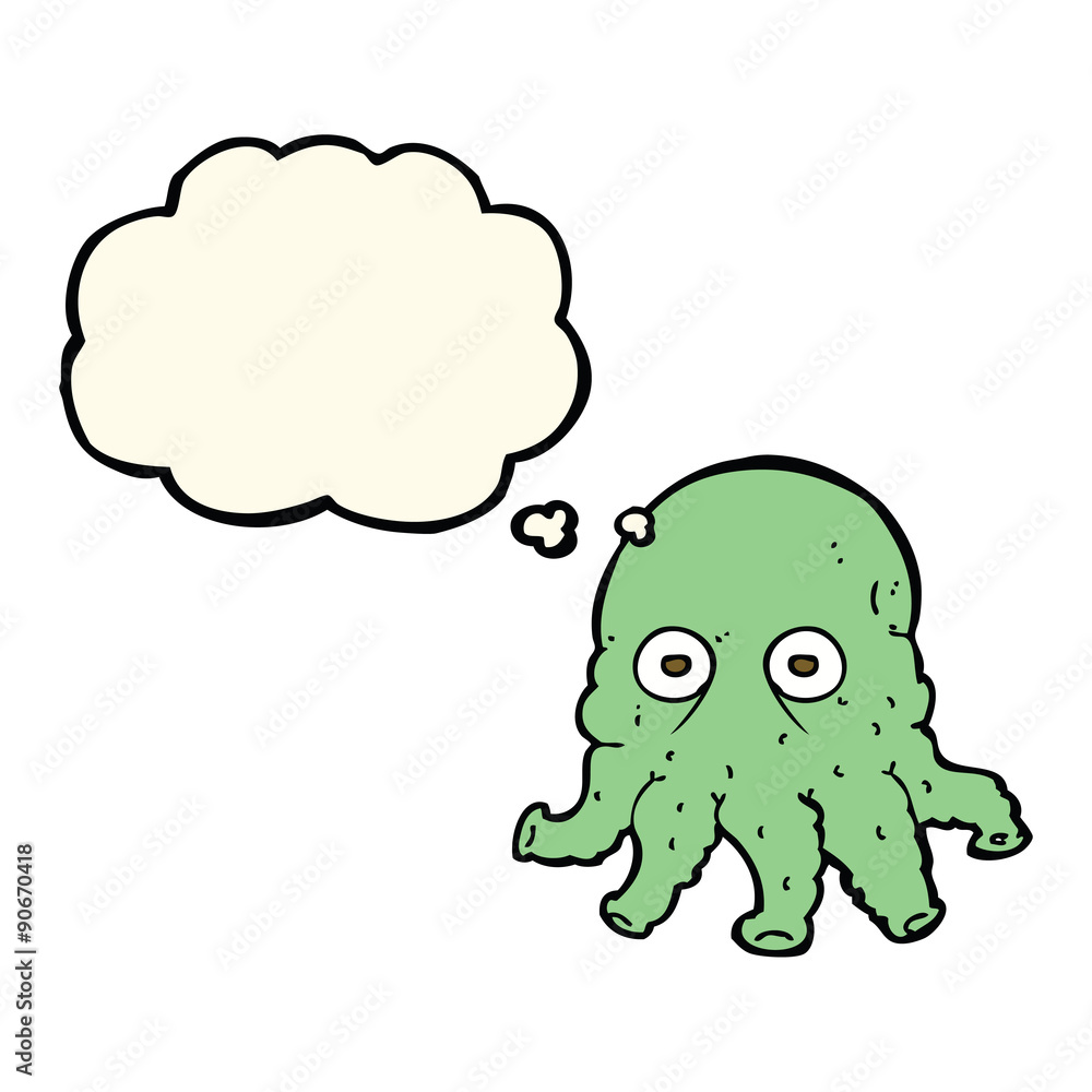 cartoon alien squid face with thought bubble cartoon alien squid face with thought bubble