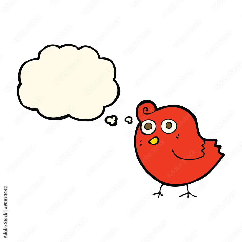 funny cartoon bird with thought bubble funny cartoon bird with thought bubble