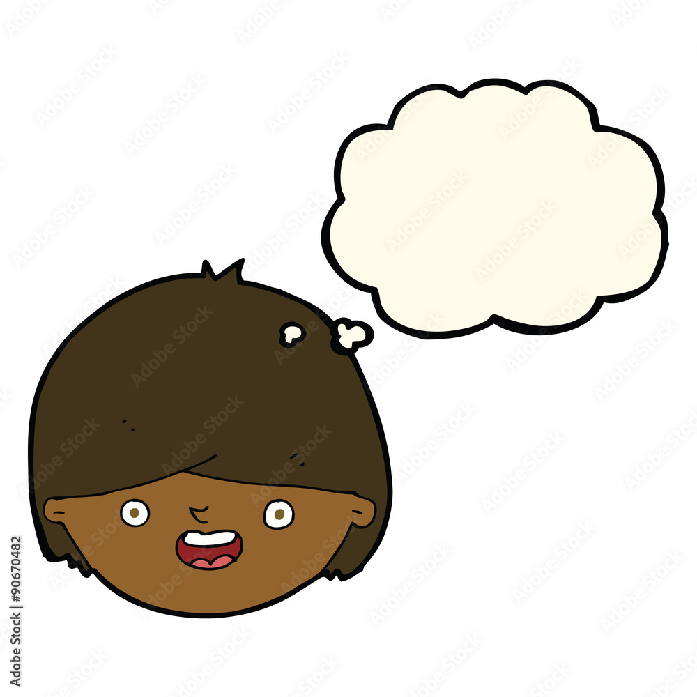 cartoon happy face with thought bubble cartoon happy face with thought bubble
