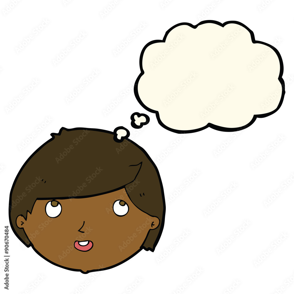cartoon happy face with thought bubble cartoon happy face with thought bubble
