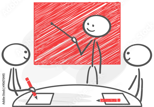 stickman board table team working red