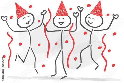 stickman celebration party red