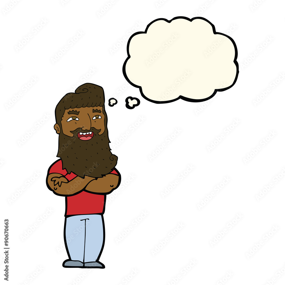 Fototapeta premium cartoon proud man with thought bubble