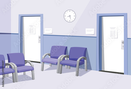 Modern Interior at the doctor. Waiting room in the office. Private medical practice. Vector simple illustration.