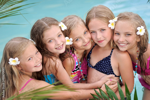 Wallpaper Mural Portrait of children on the pool in summer Torontodigital.ca