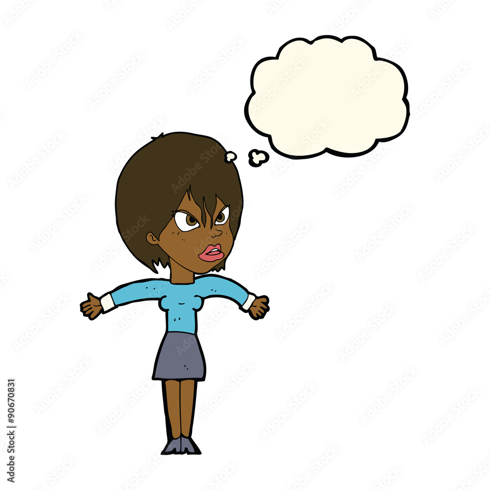 cartoon annoyed girl with thought bubble cartoon annoyed girl with thought bubble